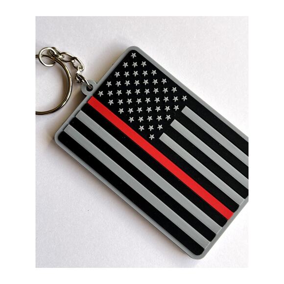 Thin Red Line American Flag Keychain - Picture 7 of 7
